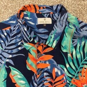 Oak Hill Button Down Shirt Mens 3XL Hawaiian Tropical Floral Rayon Short Sleeve